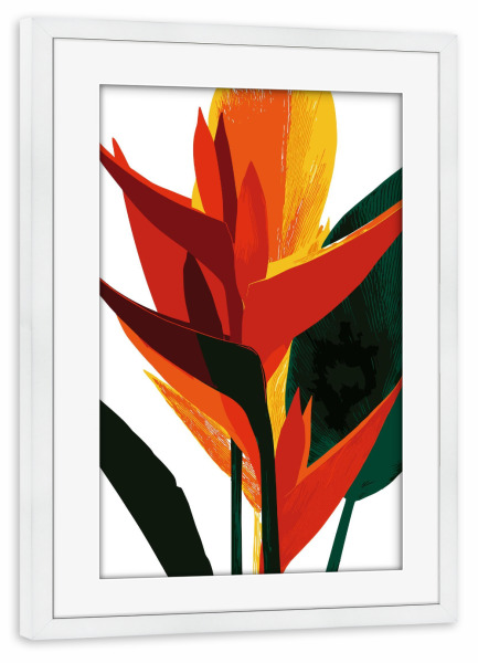 Poster mit Rahmen weiß "Golden Heliconia Abstract" artboxONE - Floral