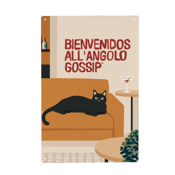 Holzbild "Bienvenidos All’Angolo Gossip" artboxONE - Typografie