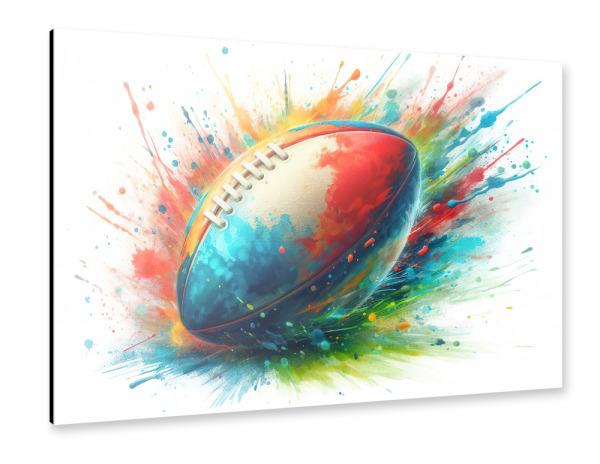 Alu-Dibond "Explosiver bunter Fußball" 30x20 cm artboxONE