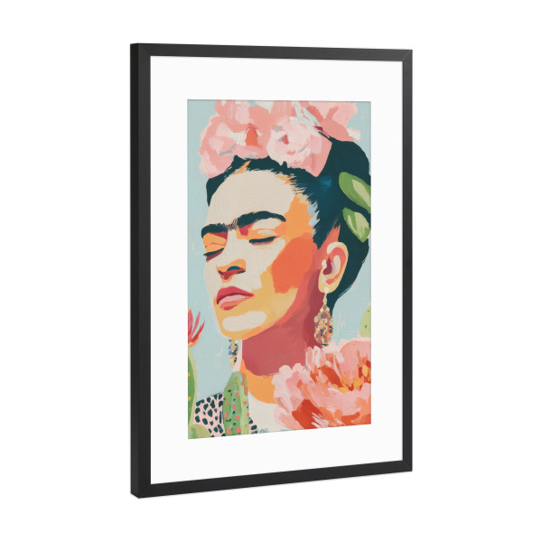 Poster mit Rahmen Schwarz (Metallic) "Frida und die Wüstenblumen" artboxONE - Floral,Abstrakt,Fashion