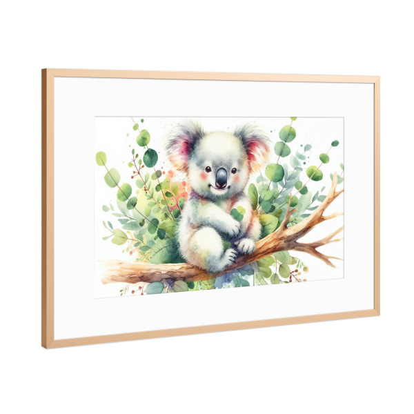 Poster mit Rahmen Kupfer "Ein verspielter Koala" artboxONE - Für Kinder,Tiere,Abstrakt