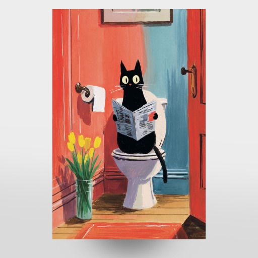 Morning Newspaper with a Cat