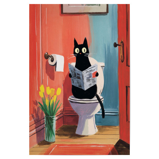 Morning Newspaper with a Cat