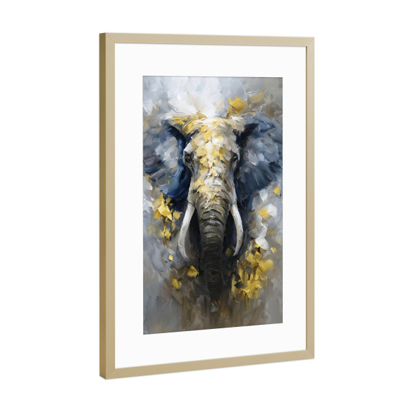 Poster mit Rahmen Gold "Elefant Golden (matart)" artboxONE - Natur,Tiere - Elefant,Elefanten,Tier,Tiere,Natur,Afrika,Wild,Modern,Kunst