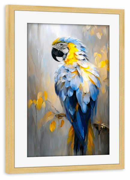 Poster mit Rahmen kiefer "Papagei Golden (matart)" artboxONE - Natur,Tiere - Papagei,Vogel,Vögel,Tier,Tiere,Natur,Modern,Kunst