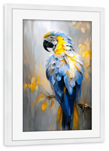 Poster mit Rahmen weiß "Papagei Golden (matart)" artboxONE - Natur,Tiere - Papagei,Vogel,Vögel,Tier,Tiere,Natur,Modern,Kunst