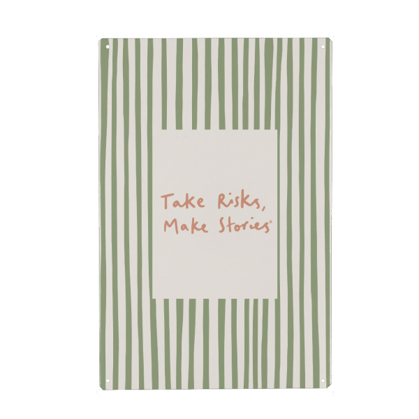 Metall Poster "Take Risks Make Stories" artboxONE - Typografie