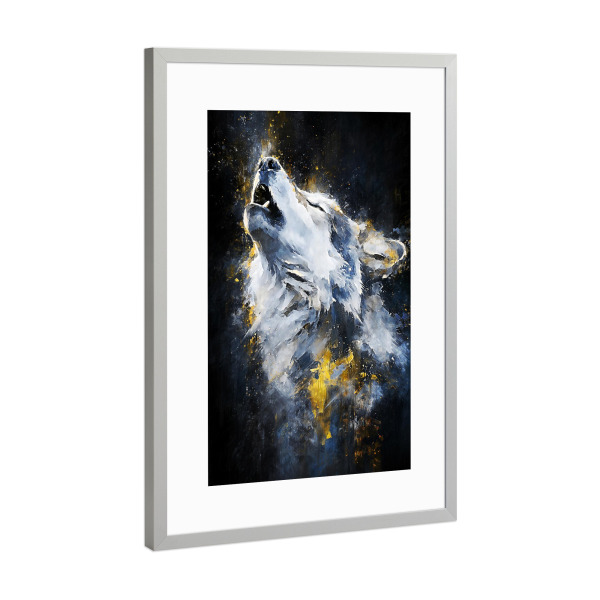 Poster mit Rahmen Silber "Wolf Modern Kunst (matart)" artboxONE - Tiere - Wolf,Wölfe,Tier,Tiere,Natur,Wild,Tierwelt,Modern,Kunst