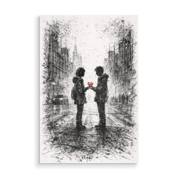 Holzbild "Shared Heart" artboxONE - Abstrakt,Menschen,Liebe