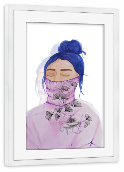 Poster mit Rahmen weiß "Secret woman - the growing inside" artboxONE - Floral,Menschen