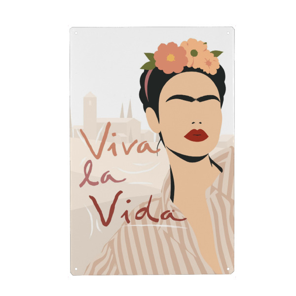 Metall Poster "Viva La Vida" artboxONE - Typografie,Floral,Menschen