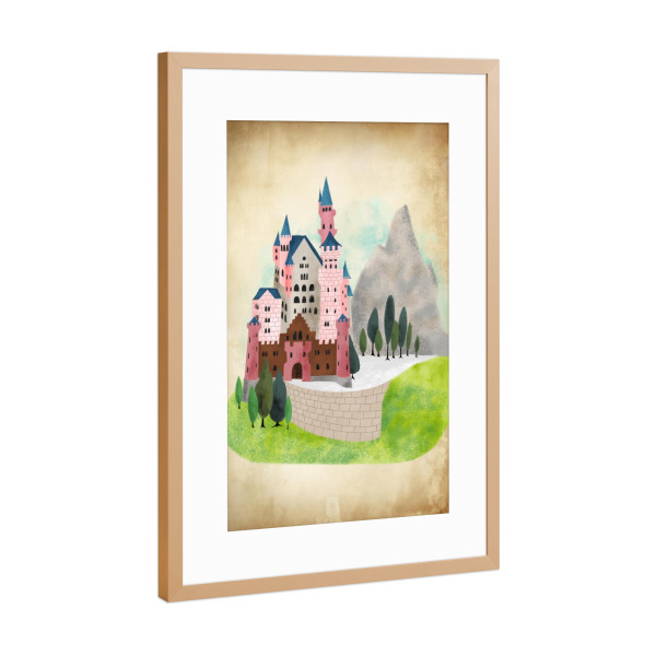 Poster mit Rahmen Kupfer "Märchenschloss Nostalgie" artboxONE - Städte,Reise,Für Kinder,Architektur,Fiktion
