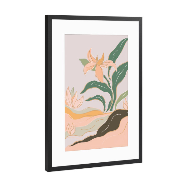 Poster mit Rahmen Schwarz (Metallic) "Morgen Licht Im Garten" artboxONE - Natur,Floral,Abstrakt