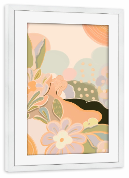 Poster mit Rahmen weiß "Sommerliche Hügel Blüten" artboxONE - Natur,Floral,Abstrakt