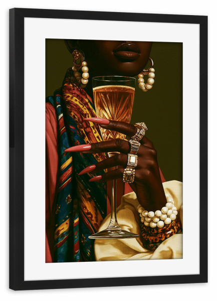 Poster mit Rahmen schwarz "Sekt Moment in Gold" artboxONE - Menschen,Fashion,Essen & Trinken / Alkohol