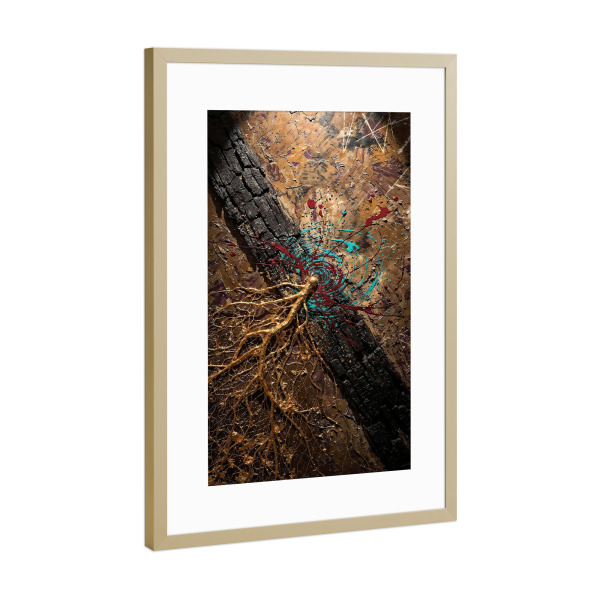 Poster mit Rahmen Gold "Abstrakter Baum des Lebens" artboxONE - Floral,Abstrakt,Fashion