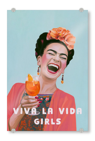 Acrylglasbild "Fröhliche Frida, Viva Girls" artboxONE - Typografie,Floral,Fashion