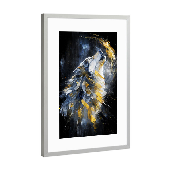 Poster mit Rahmen Silber "Wolf Modern 2 Kunst (matart)" artboxONE - Tiere - Wolf,Wölfe,Tier,Tiere,Natur,Wild,Modern,Kunst