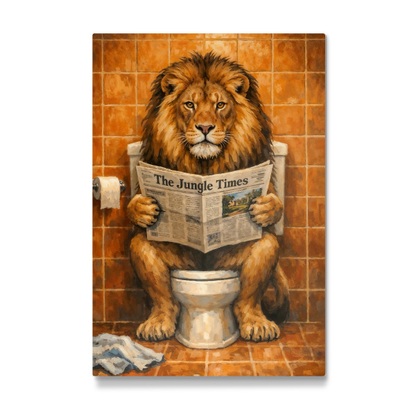Galerie-Print "Löwe liest Zeitung im Badezimmer" 30x20 cm artboxONE
