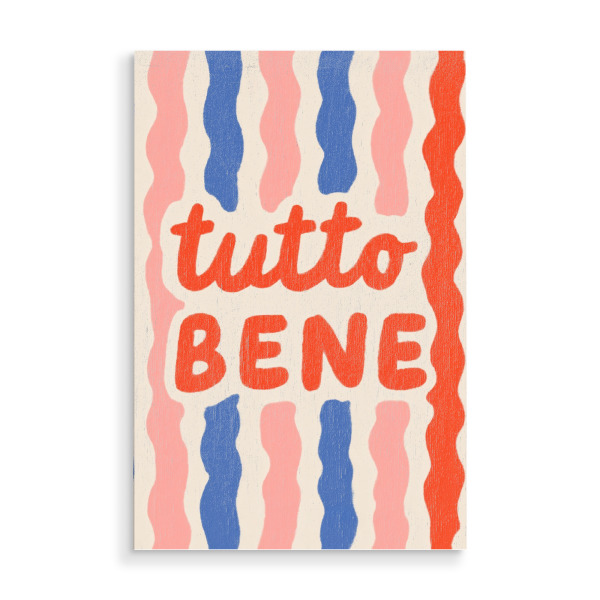 Holzbild "Sonnengruß tutto bene" artboxONE - Typografie,Abstrakt,Liebe