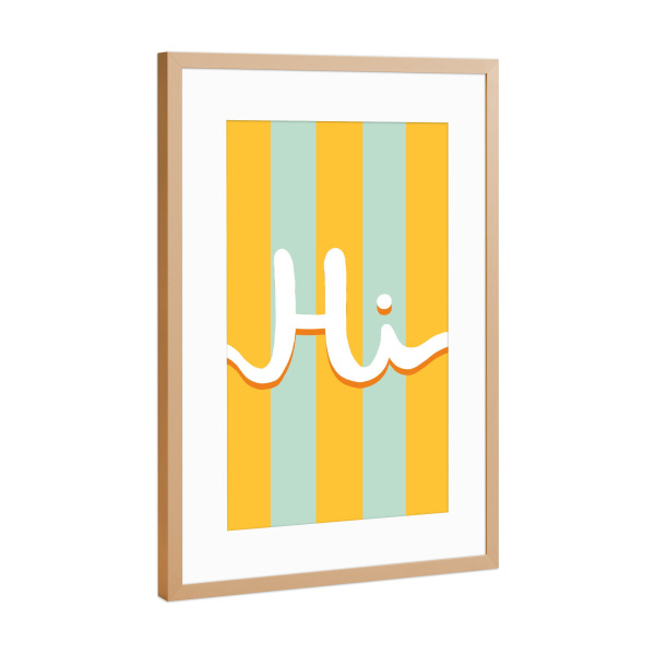 Poster mit Rahmen Kupfer "Hi - grün gelb" artboxONE - Typografie,Geometrie,Für Mama