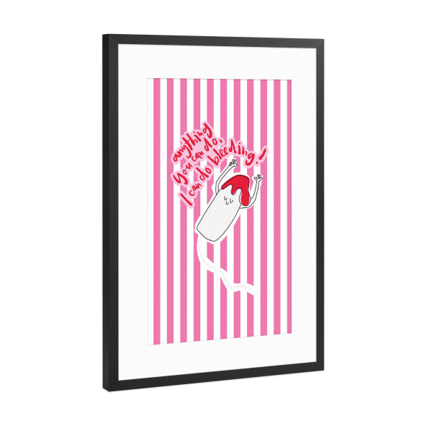 Poster mit Rahmen Schwarz (Metallic) "Feminismus pur" artboxONE - Typografie,Lustig - Tampon,Feminismus,Gestreift,Streifen