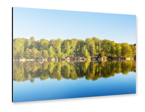 Alu-Dibond "Bootshäuser am Nebelsee" 30x20 cm artboxONE