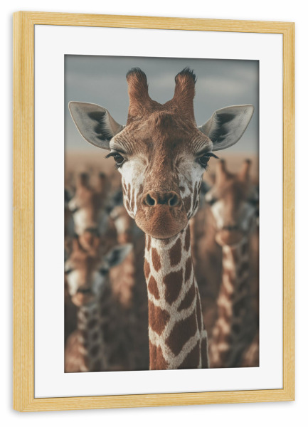 Poster mit Rahmen kiefer "Neugieriger Giraffenblicke" artboxONE - Natur,Tiere,Reise / Afrika