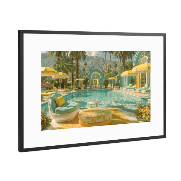 Poster mit Rahmen Schwarz (Metallic) "Palm Springs, Sommer im Resort" artboxONE - Natur,Architektur,Reise / Länder