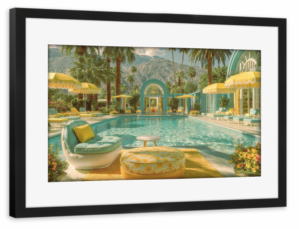 Poster mit Rahmen schwarz "Palm Springs, Sommer im Resort" artboxONE - Natur,Architektur,Reise / Länder