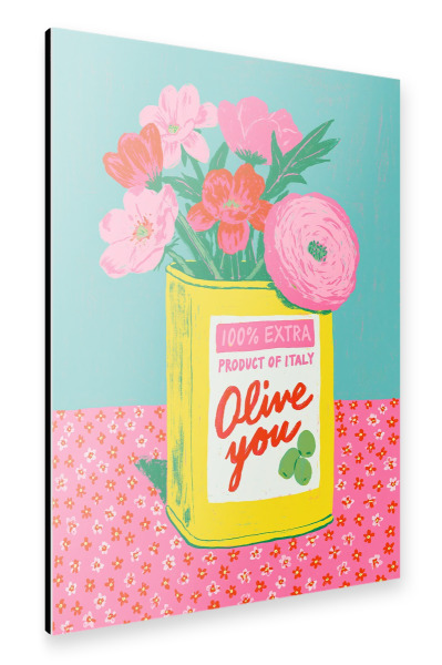 Alu-Dibond "Frühling mit Olivenöl Dose" 30x20 cm artboxONE