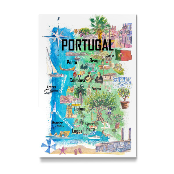 Galerie-Print "Portugal illustrierte Karte" 30x20 cm artboxONE