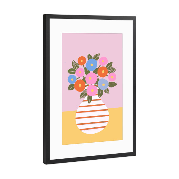 Poster mit Rahmen Schwarz (Metallic) "Sonntagssorbetstrauß" artboxONE - Floral,Abstrakt - Stillleben,Blume,Pastell,Sorbet,Naiv,Malerei
