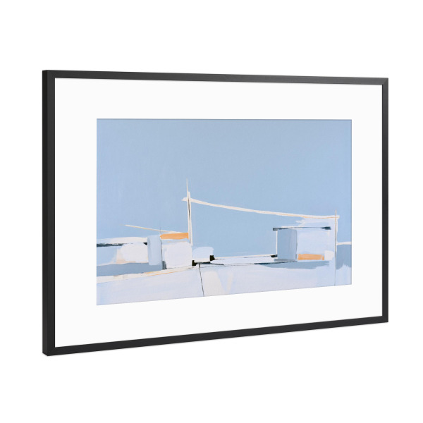 Poster mit Rahmen Schwarz (Metallic) "Ruhiges Meer am Hafen" artboxONE - Abstrakt,Architektur,Reise / Strand und Meer