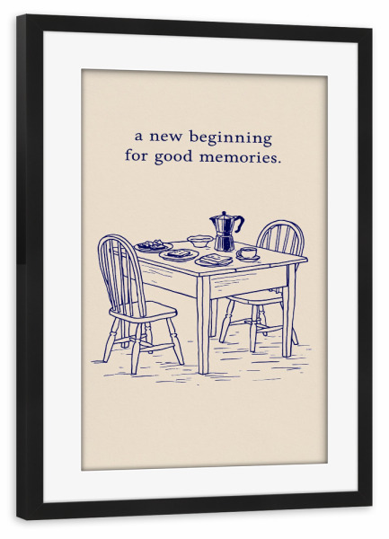 Poster mit Rahmen schwarz "Kaffee, Croissant und Träume" artboxONE - Typografie,Essen & Trinken,Liebe