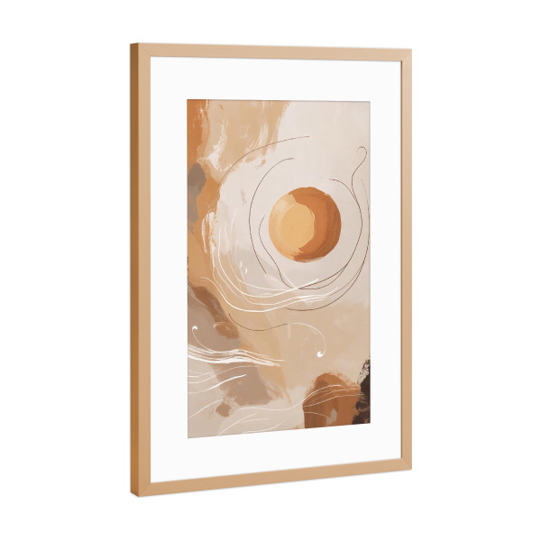 Poster mit Rahmen Kupfer "Beige Spirale" artboxONE - Abstrakt - Abstrakt,Wirbelnd,Kreisförmig,Beige,Braun,Bewegung,Linien,Wärme,Tiefe,Flüssigkeit
