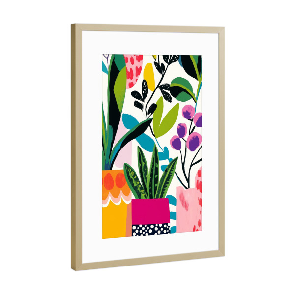 Poster mit Rahmen Gold "Topfblumen A" artboxONE - Natur,Floral - Topfblumen,Blumen,Natur,Botanik