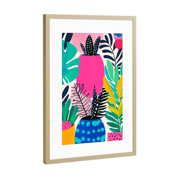 Poster mit Rahmen Gold "Topfblumen B" artboxONE - Natur,Floral - Topfblumen,Blumen,Natur,Botanik