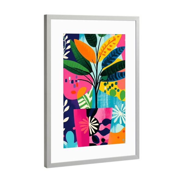 Poster mit Rahmen Silber "Topfblumen E" artboxONE - Natur,Floral - Topfblumen,Blumen,Natur,Botanik