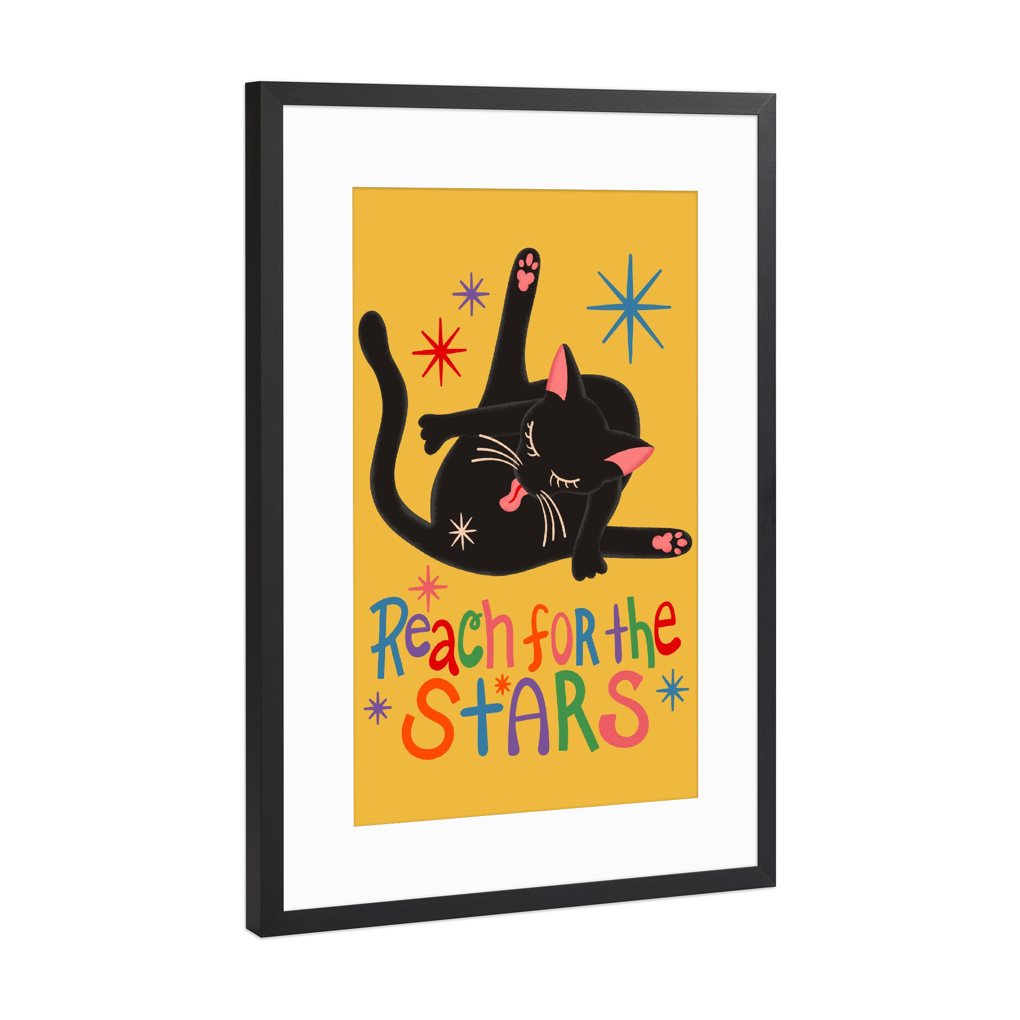 Poster mit Rahmen Schwarz (Metallic) "Carrie Cantwell - For the Stars" artboxONE - Typografie,Für Kinder,Tiere