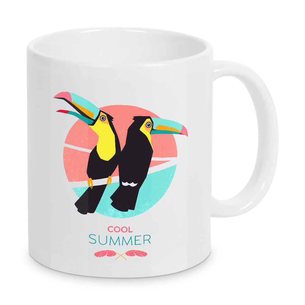 Tasse "Cool Summer Toucans" artboxONE - Typografie,Floral,Tiere,Geometrie,Reise / Strand und Meer,Festivals