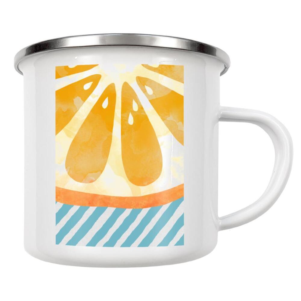 Emaille Tasse "Orange Abstract" artboxONE - Essen & Trinken,Abstrakt,Essen & Trinken / Obst & Gemüse