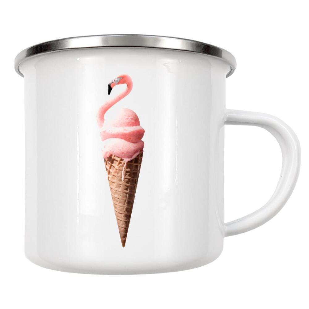 Emaille Tasse "FLAMINGO EIS" artboxONE - Natur,Für Kinder,Tiere,Essen & Trinken,Reise / Strand und Meer