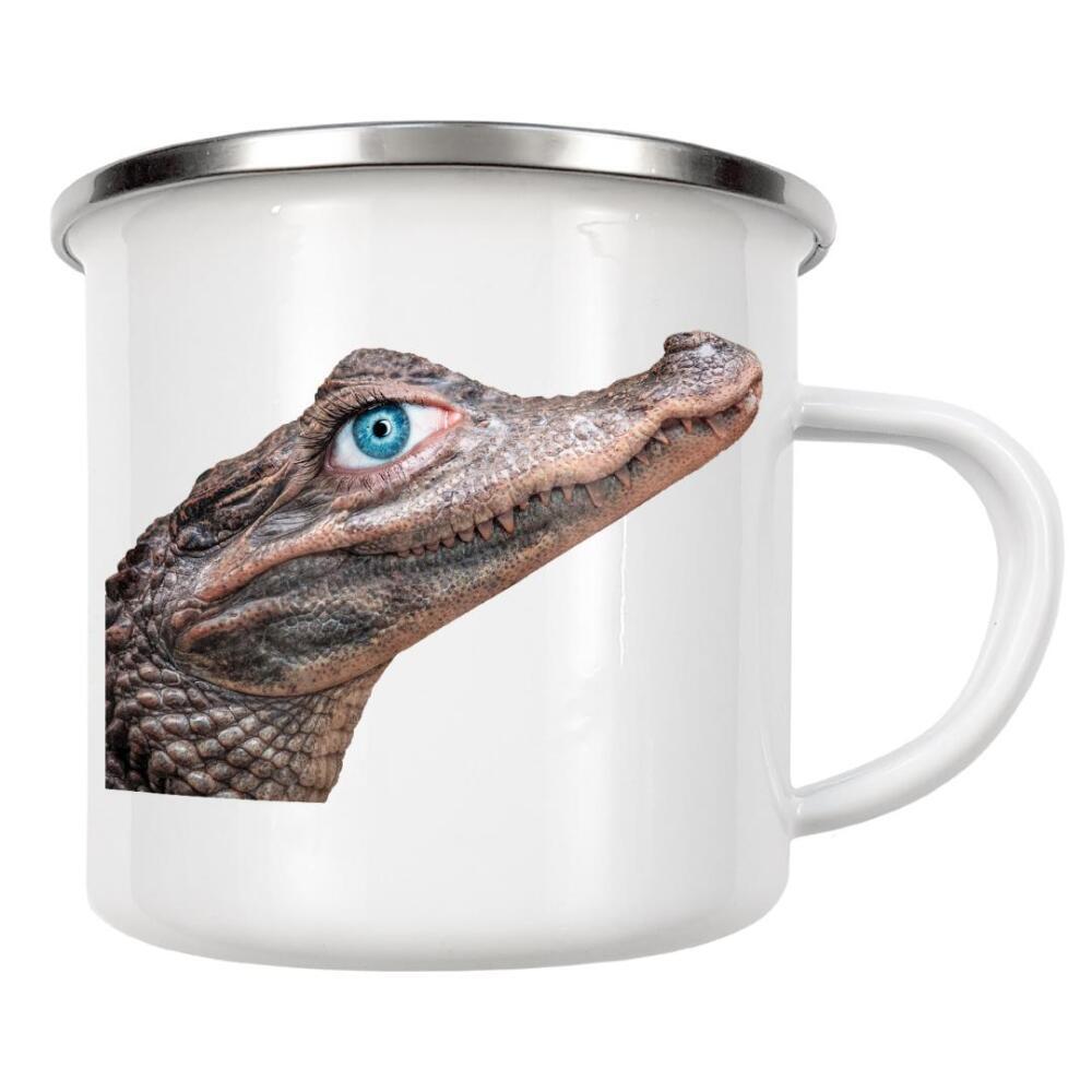 Emaille Tasse "BEAUTY CROCODILE" artboxONE - Natur,Reise,Für Kinder,Tiere,Comic,Liebe,Fashion,Streetart,Fiktion