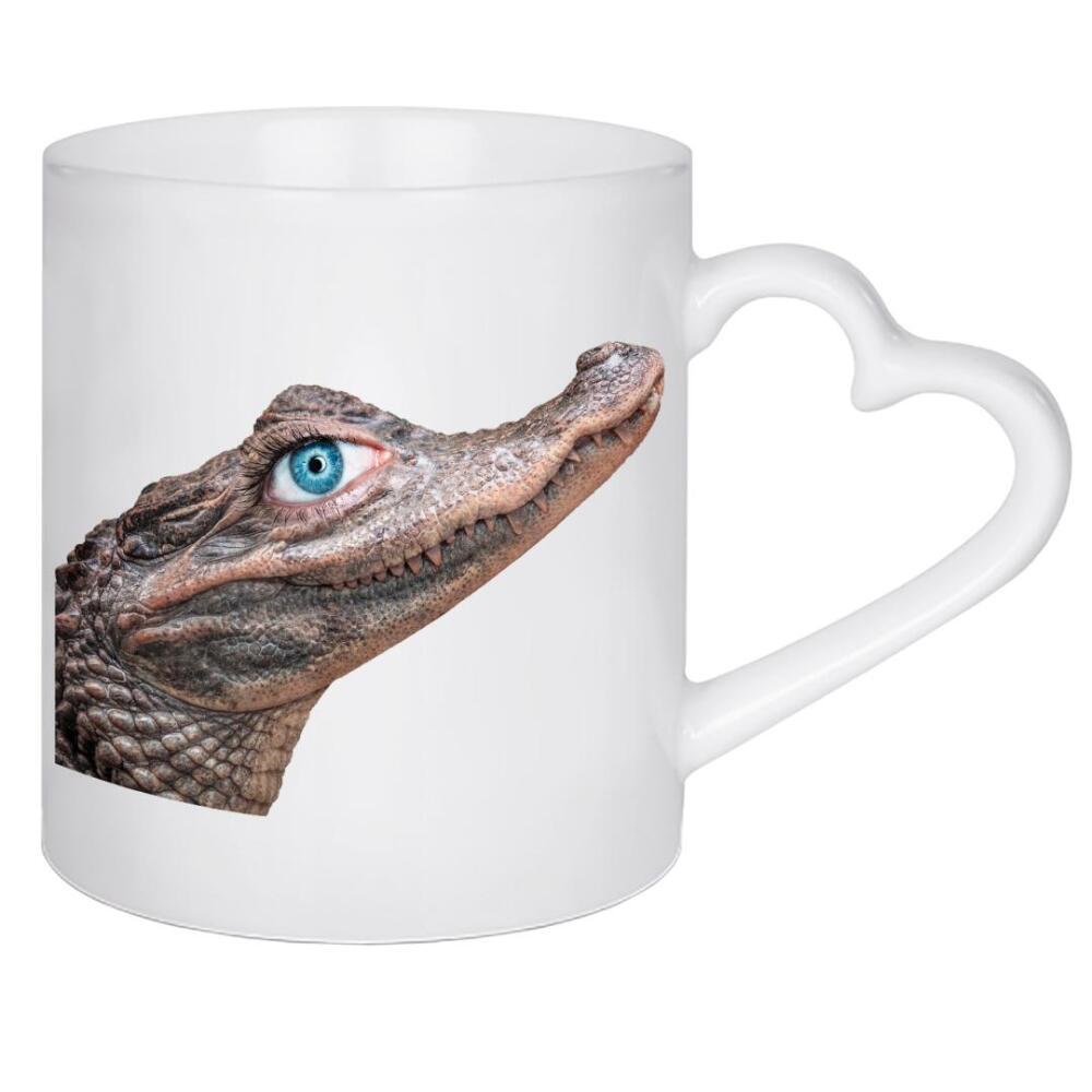 Herztasse "BEAUTY CROCODILE" artboxONE - Natur,Reise,Für Kinder,Tiere,Comic,Liebe,Fashion,Streetart,Fiktion