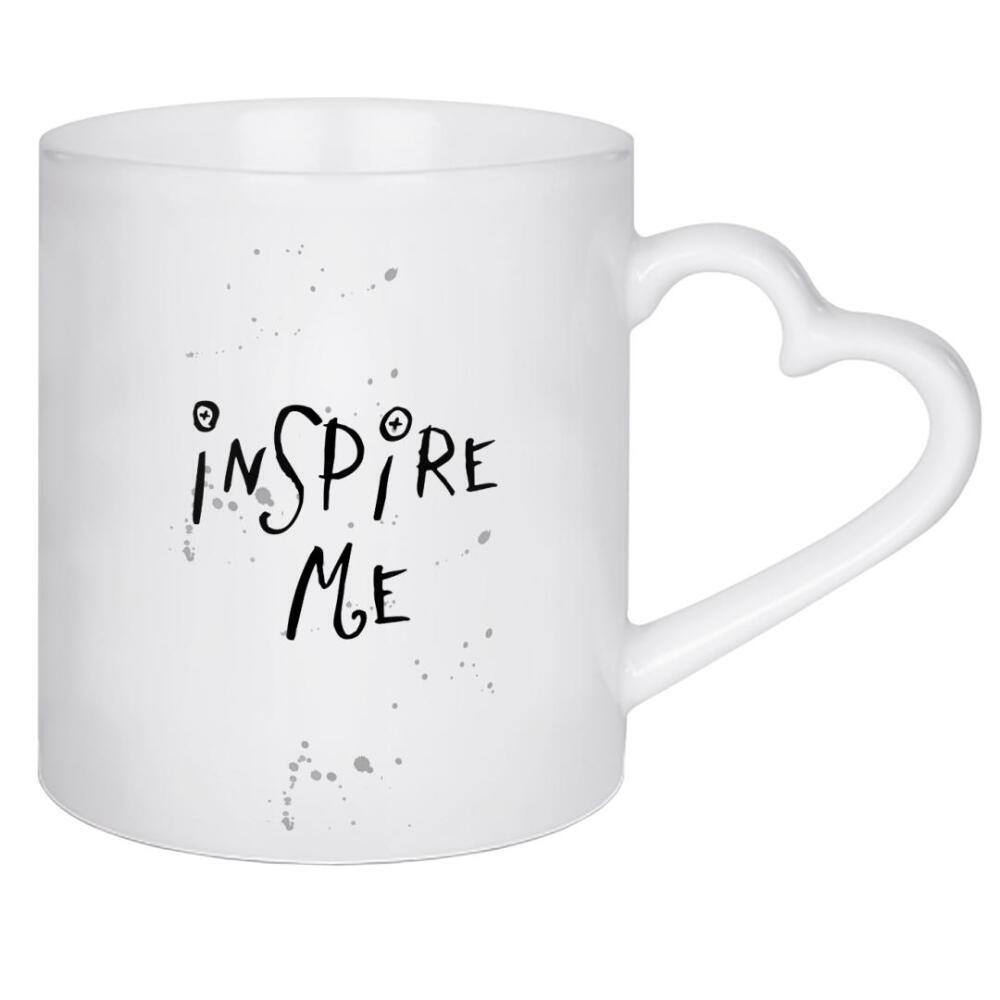 Herztasse "Inspire Me" artboxONE - Typografie,Schwarzweiß