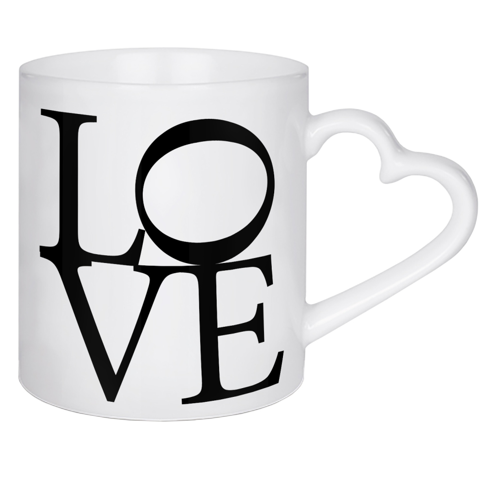 Herztasse "Love Typography" artboxONE - Typografie,Schwarzweiß