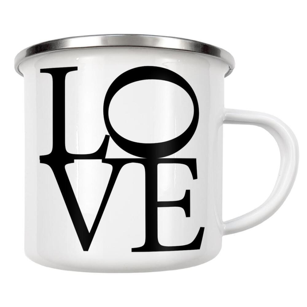 Emaille Tasse "Love Typography" artboxONE - Typografie,Schwarzweiß