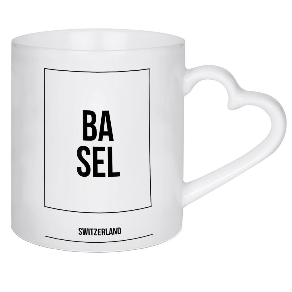 Herztasse "Basel Square" artboxONE - Städte,Typografie,Schwarzweiß,Städte / Weitere - Schweiz,Suisse,Switzerland,Buchstaben,Schrift,Letters,Europa