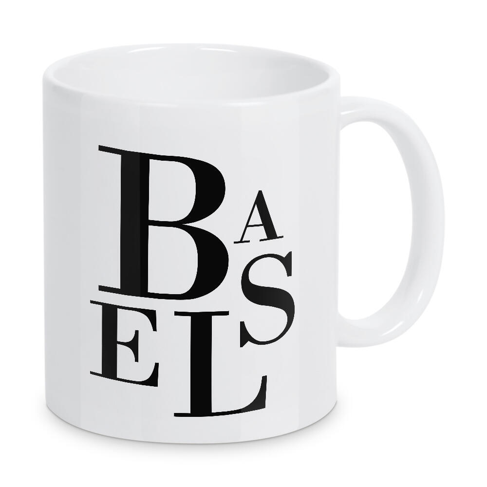 Tasse "Basel Buchstabensalat" artboxONE - Städte,Typografie,Schwarzweiß,Städte / Weitere